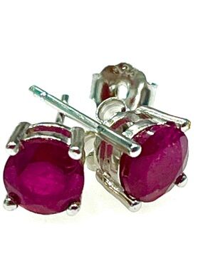 1 Ct Genuine Ruby 14KGP Stud Earrings